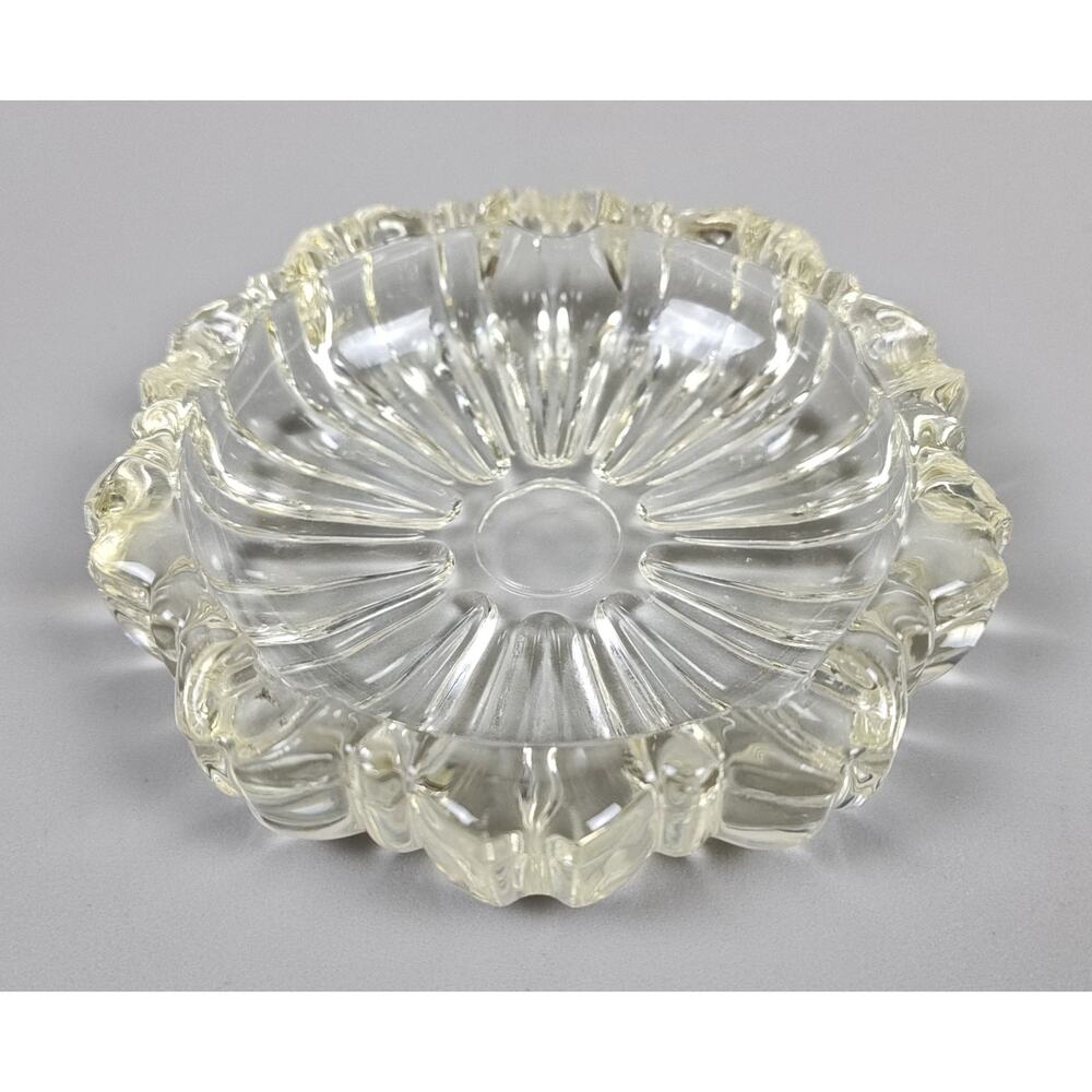 VTG Hazel Atlas Trinket Dish Clear Glass 5 Slot 4” Fluted Round Art Deco MCM